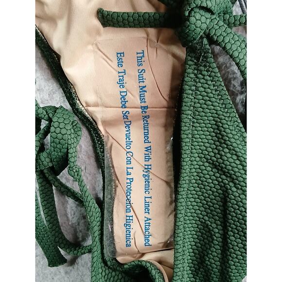 Shade & Shore Bikini Set Womens 32B Small Green Underwire Padded Pique NWT - Picture 7 of 9